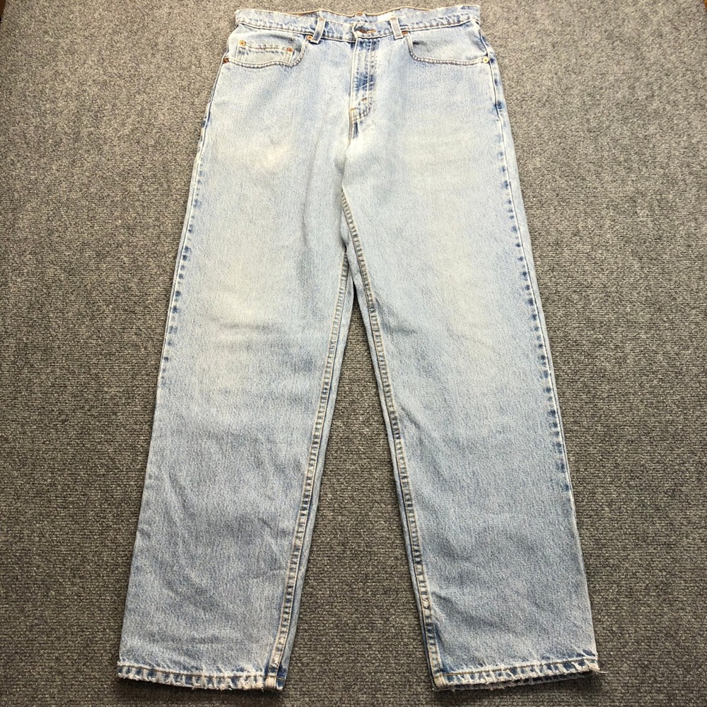 Levis 550 Relaxed Fit Light Wash Denim Jeans Mens W34 L32 Vintage Tapered Leg